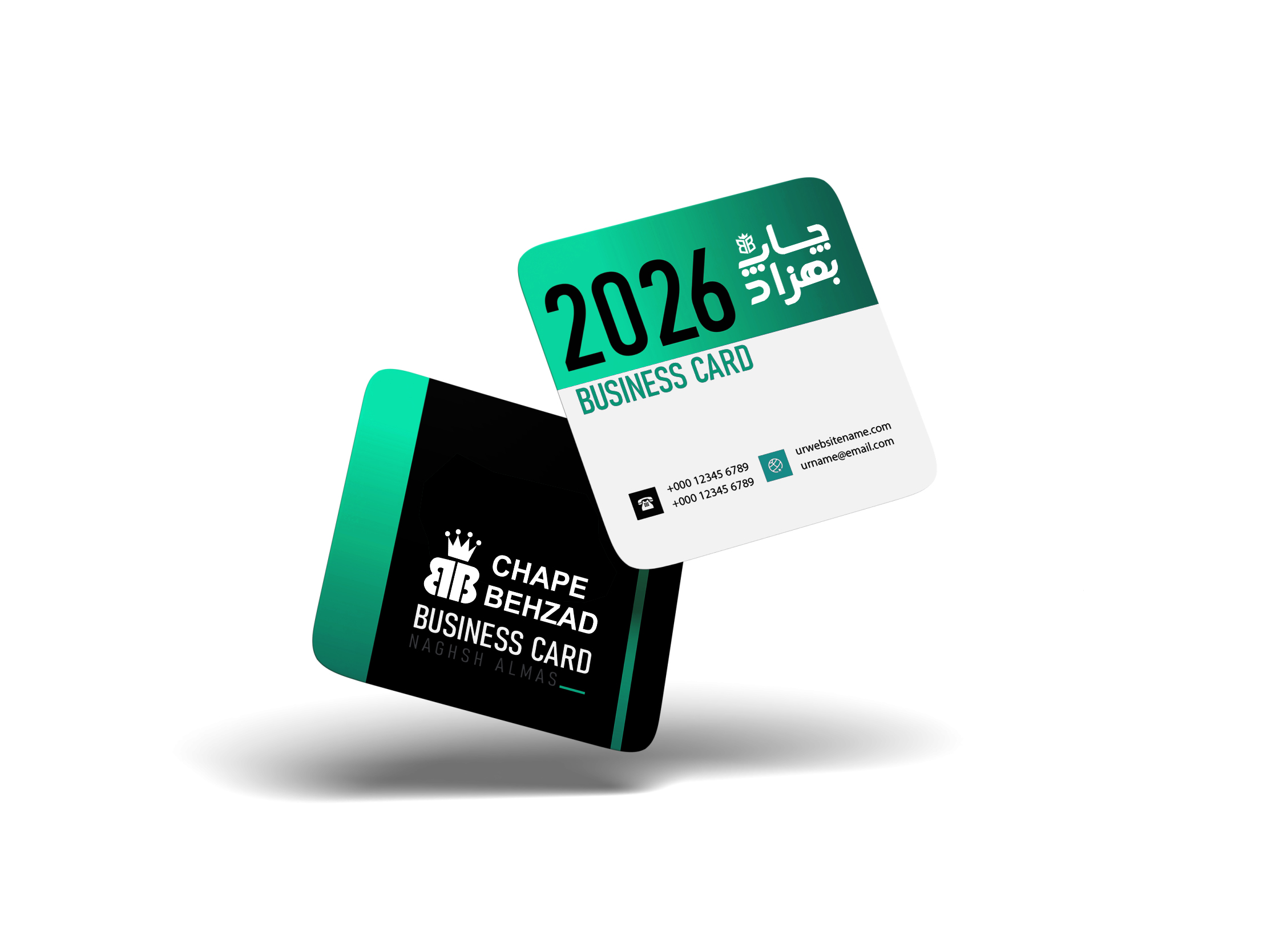 کارت ویزیت سلفون براق مربع دورو دورگرد